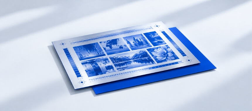 CTCP printing plate with a blue imaging surface