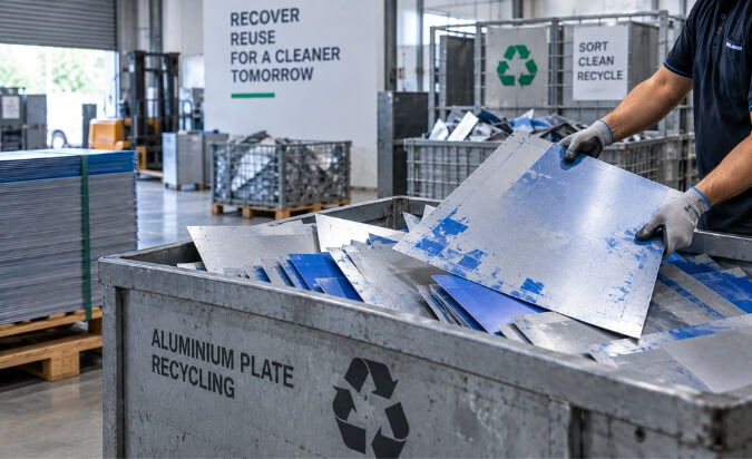 Used aluminium printing plates sorted for recovery
